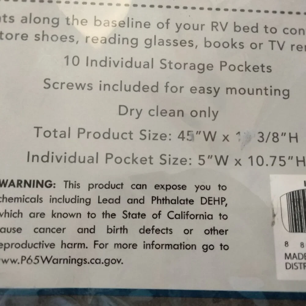 Simple Nest Motor Home Canvas Shoe Pockets RV Bed 10 Storage Slots Coat Room